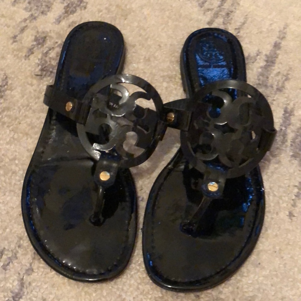 Patent Leather Black Tory Burch Flip Flops Size 9